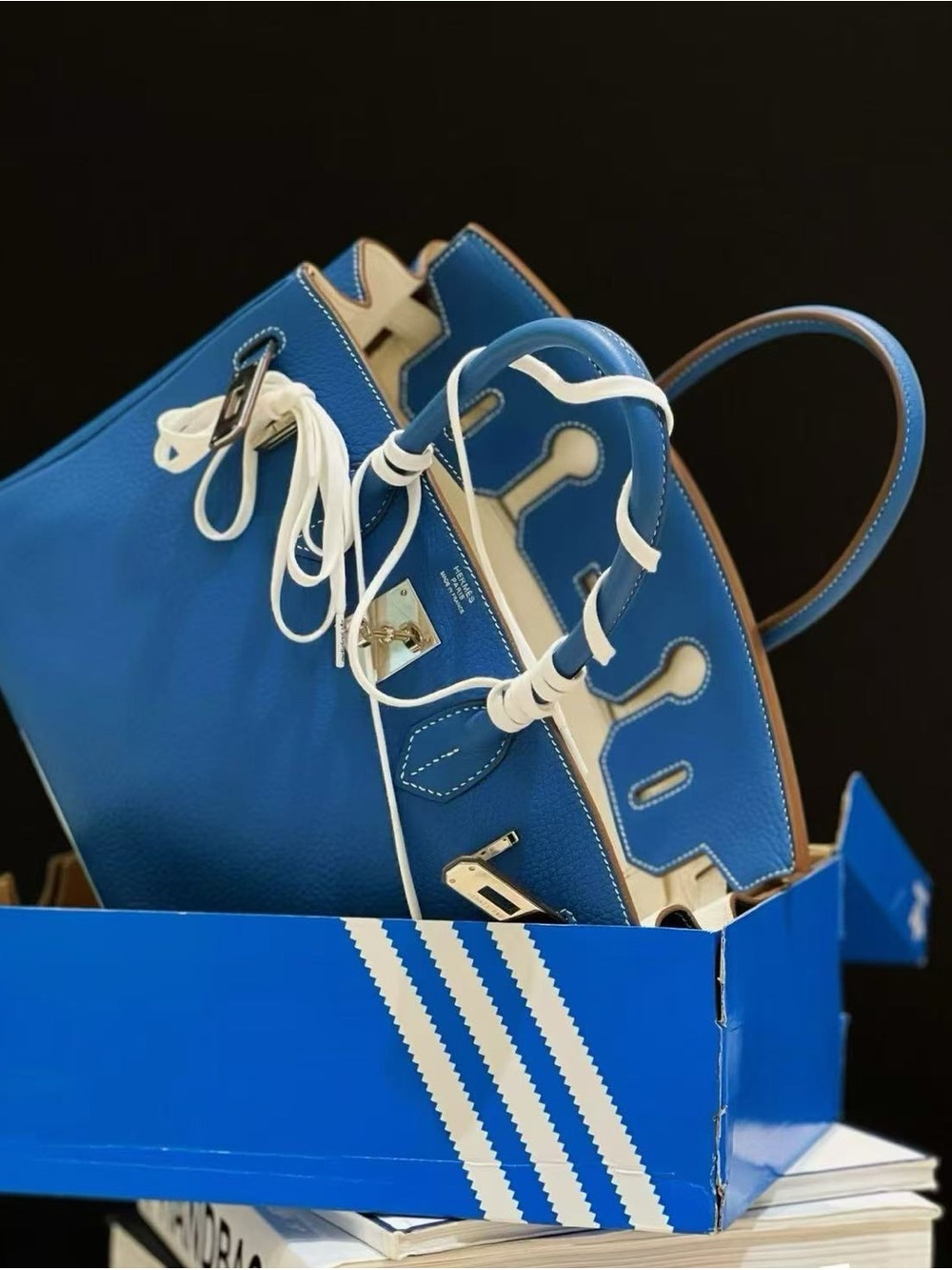 LIMITED Hermès Eclat Birkin 30 Blue Mykonos, White Clemence Palladium Hardware